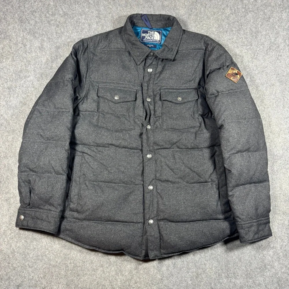 The North Face Jacket Mens XL Grey Down Puffer Snap CX50 Heritage Workwear
